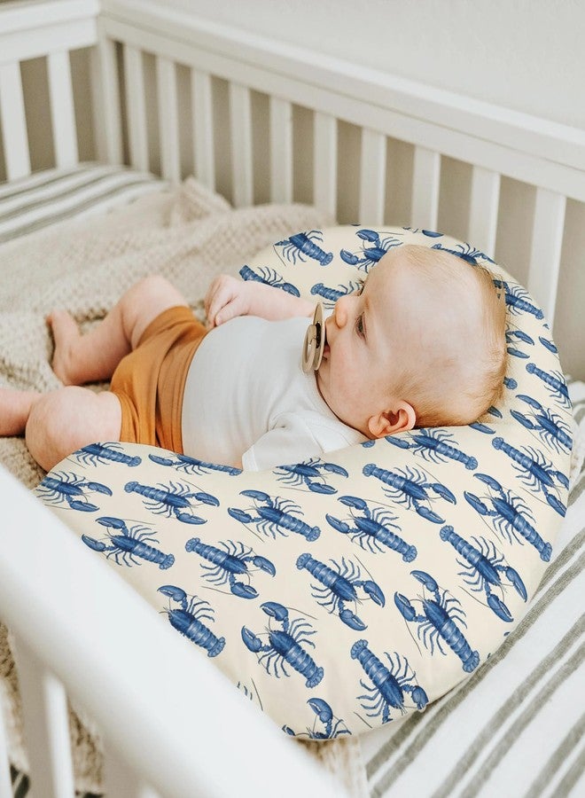 ZoUbqchY Blue Lobster Baby Nursing Pillow Covers for Boy Girl Nautical Marine Animal Nursery Slipcovers for Breastfeeding Pillows Neutral Sea Beach Summer Soft Stretchy Removable Cover for Newborn Infant - Image 5